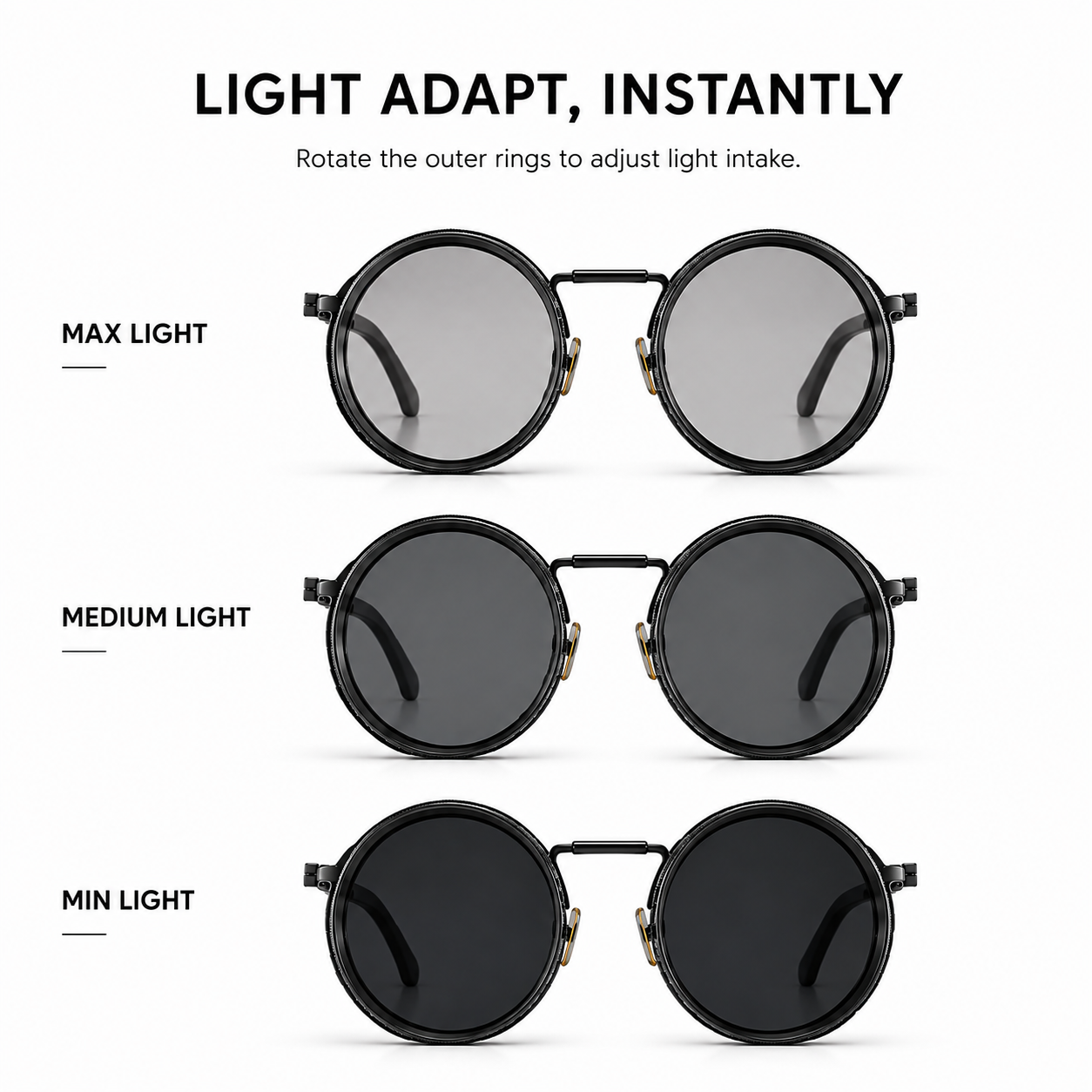 Adjustable Dimming Sun Glasses