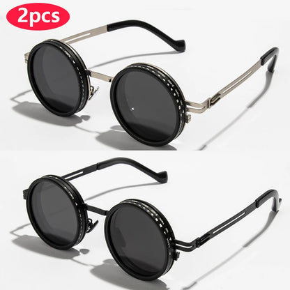 Polarized Round Sunglasses ND9 Adjustable Dimming Sun Glasses Men Women Retro Punk Men's Fishing Eyeglasses Outdoor Shades UV400